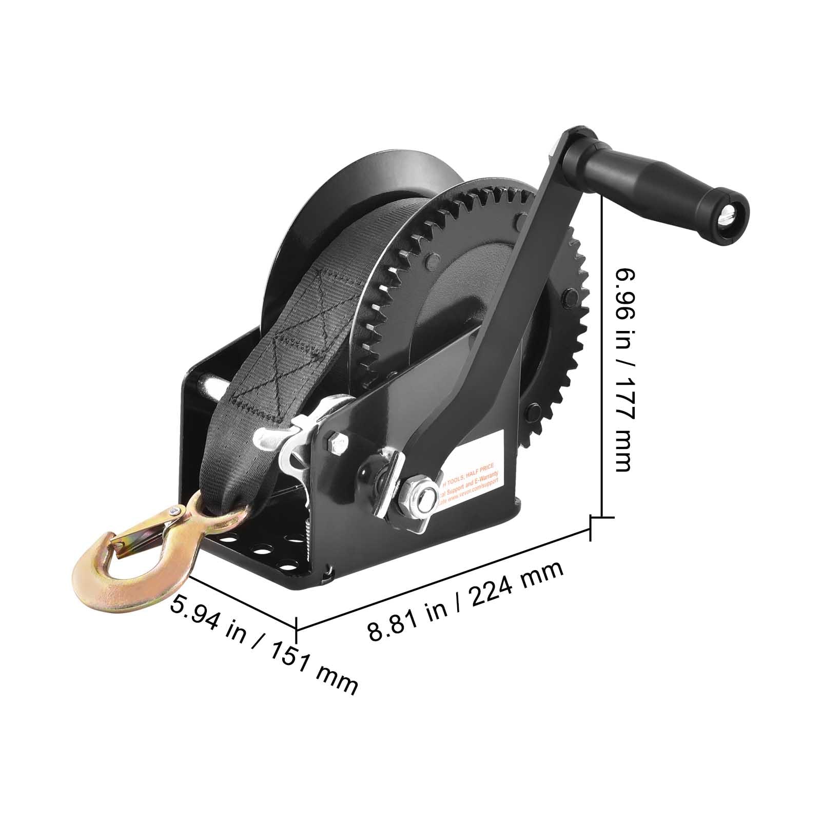 Hand Winch With Polyester Strap And Two Way Ratchet For Trailer_voghion.com